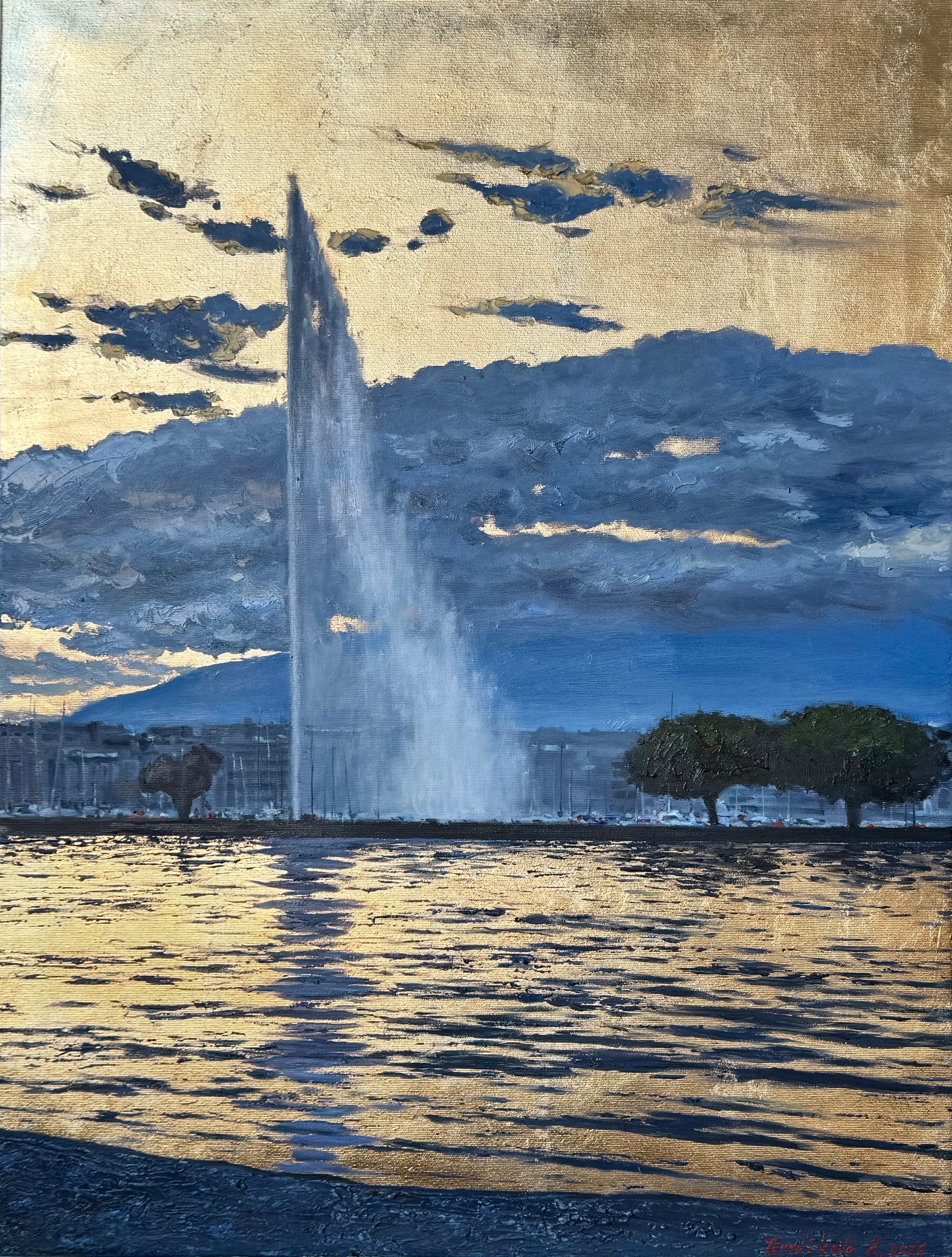 Golden sunset - Original painting by Kateryna Tropnikova, 80x60cm